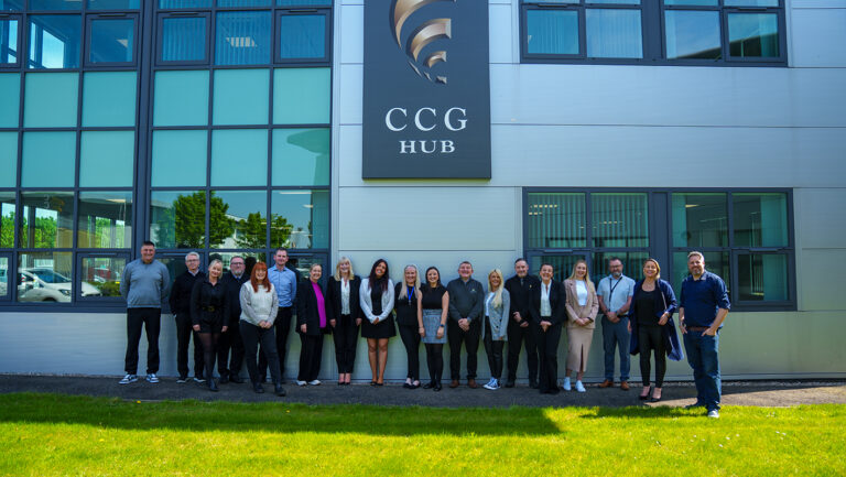 Group of leaders from CCG celebrating their achievement in the 'Leading with MQ' Leadership course.